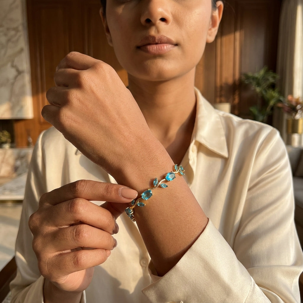 The Electric Aquamarine Tulip Vine Bracelet