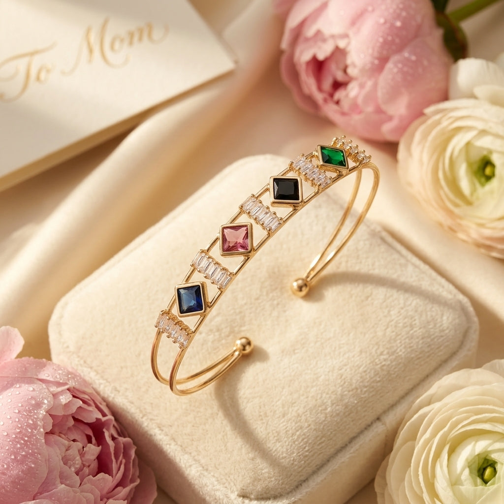 The Art Deco Multi-Stone Cuff Bracelet