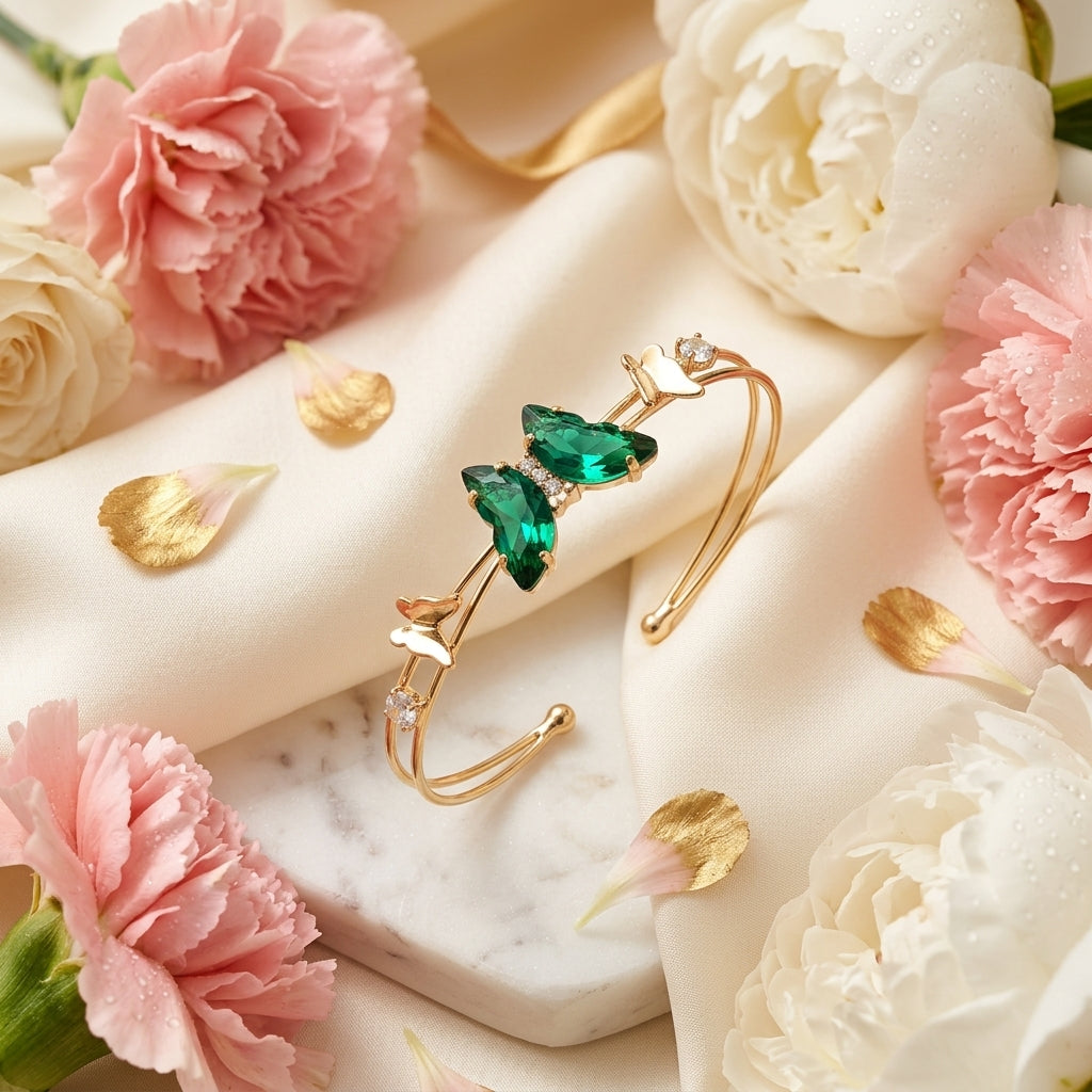 Gold Open Cuff Butterfly Bracelet