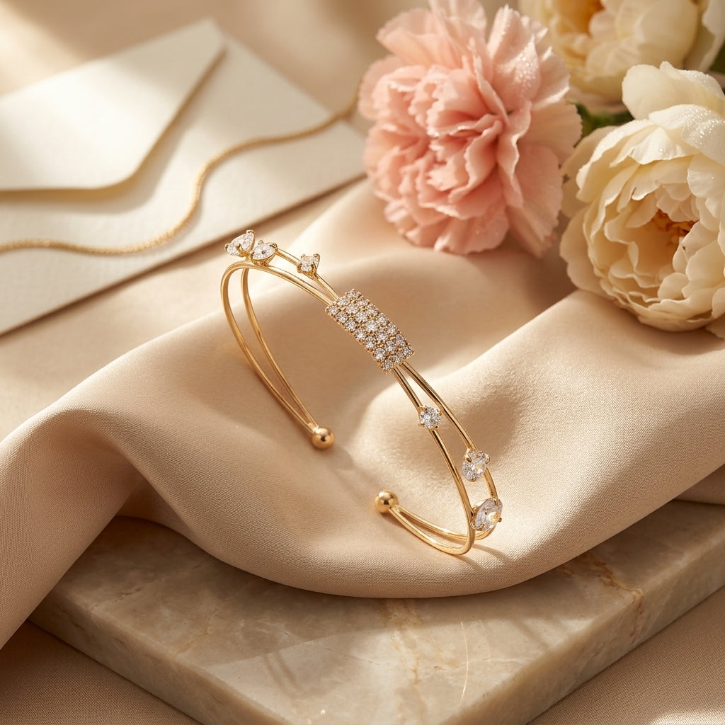 Modern Split-Band Crystal Bracelet
