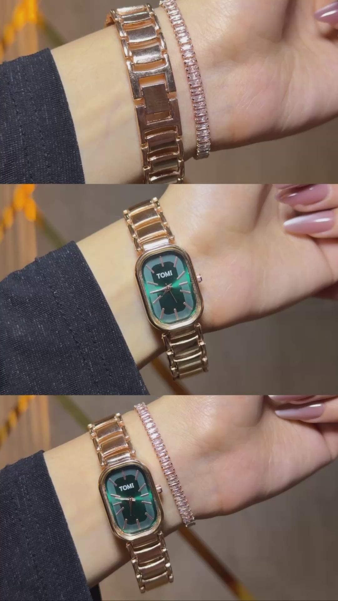 The TEJVIRA Green Luxe Rose Gold Oval Duo