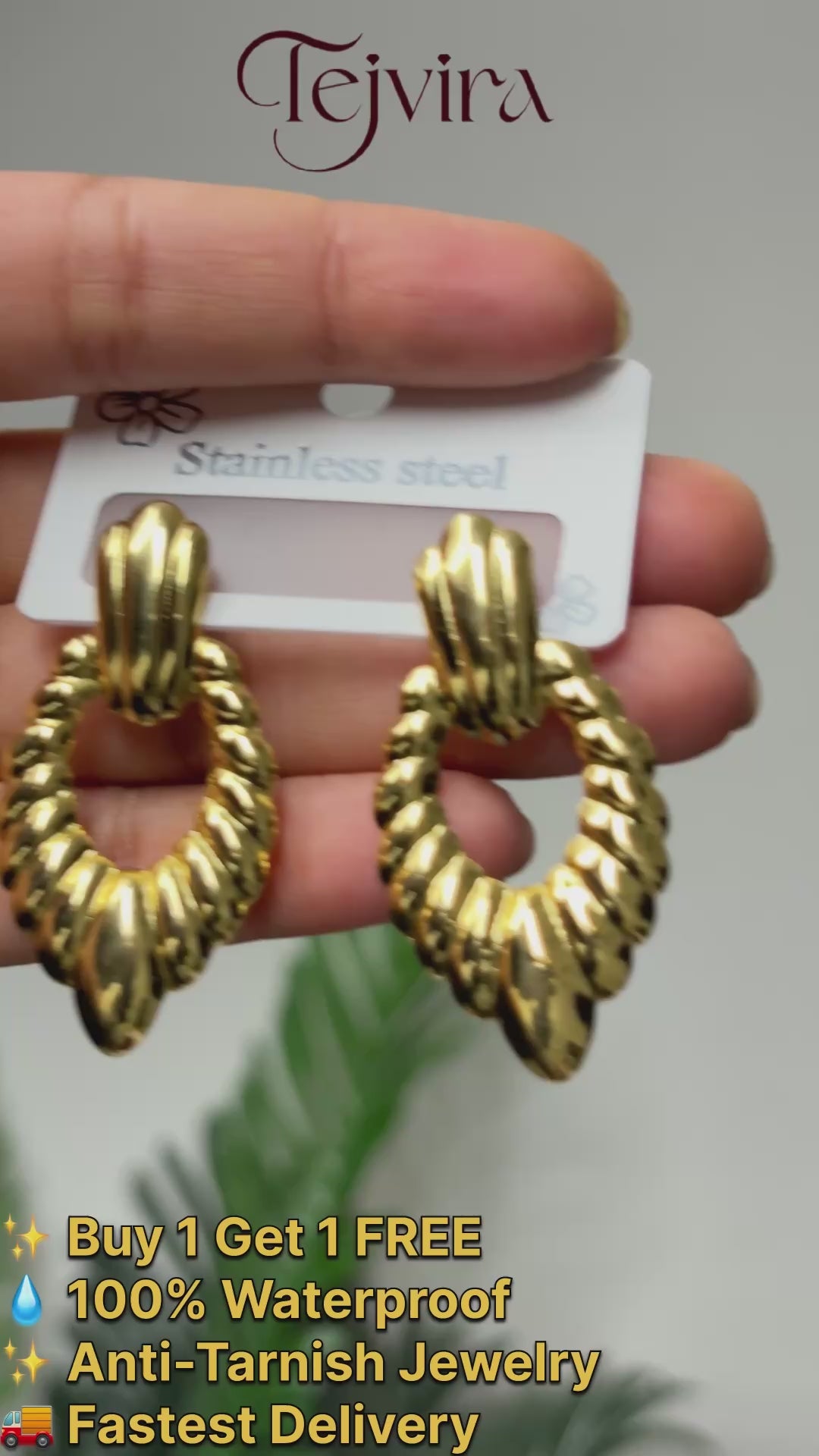 The Gen'z Ribbed Gold Statement Earrings