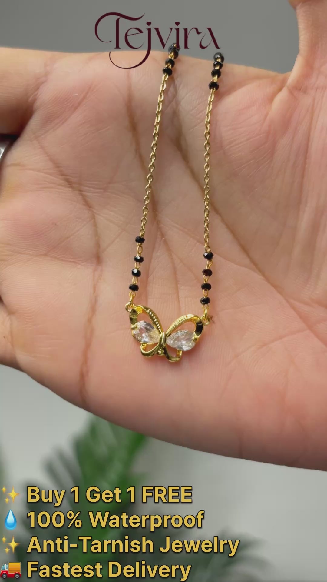 American Diamond Butterfly Pendant Mangalsutra