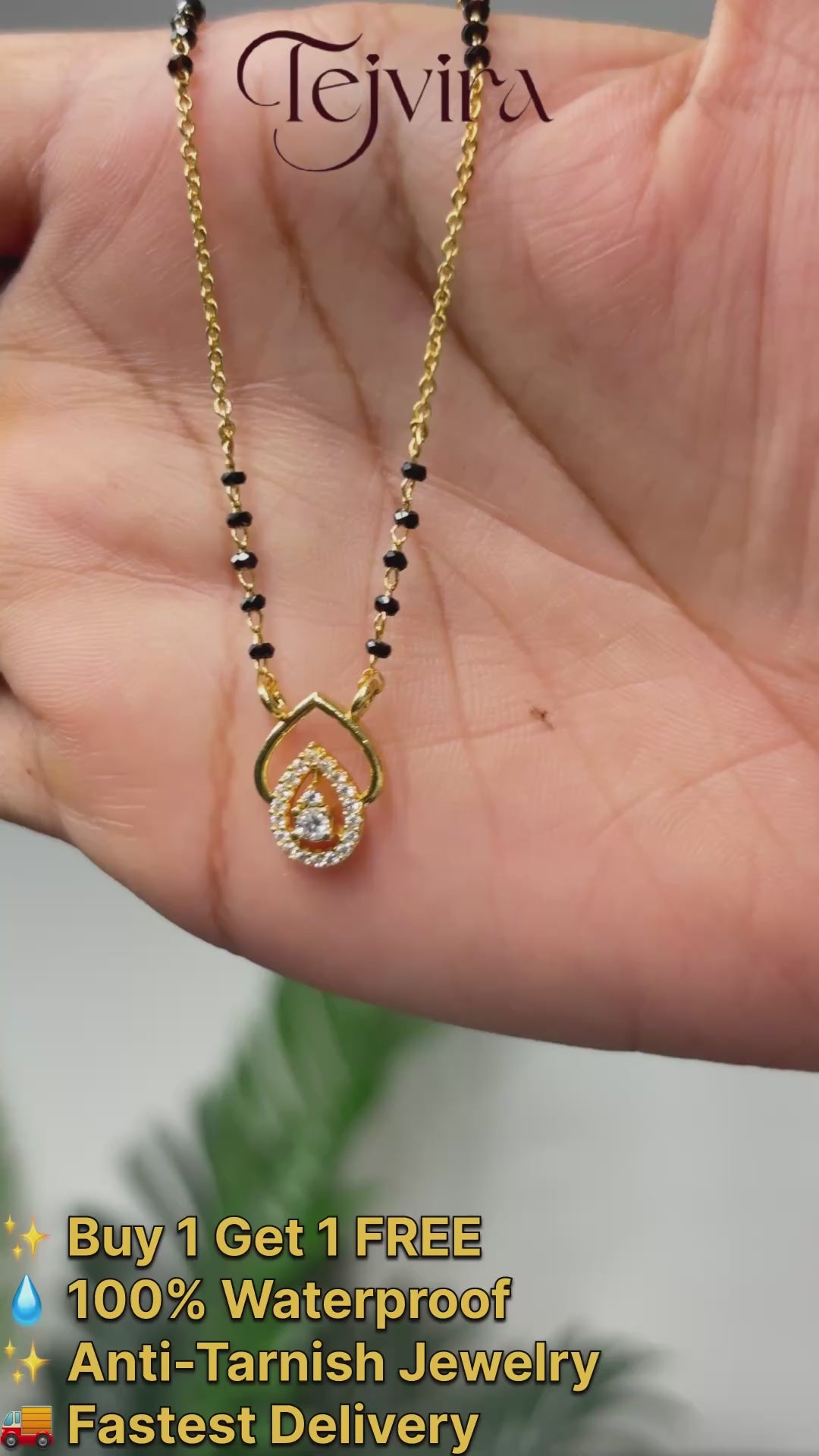 The 'Anika' Teardrop Halo Mangalsutra