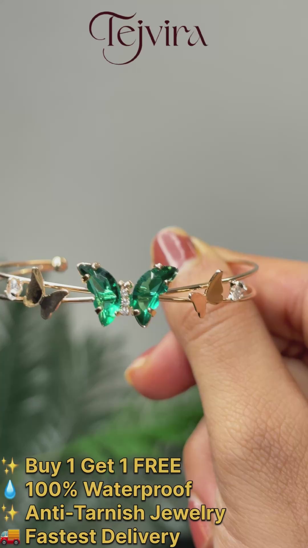Gold Open Cuff Butterfly Bracelet