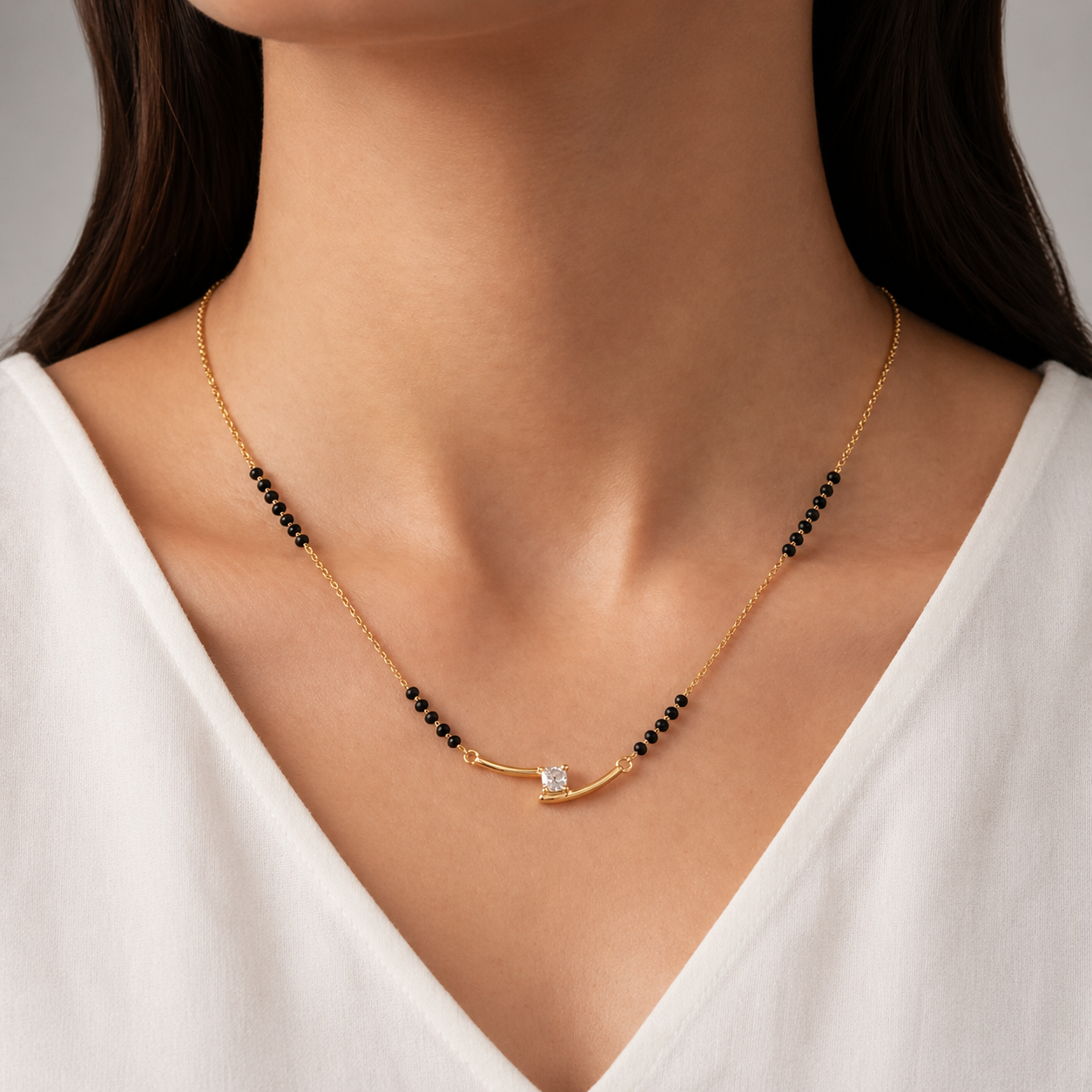 Luxe Minimalist Black Bead Necklace