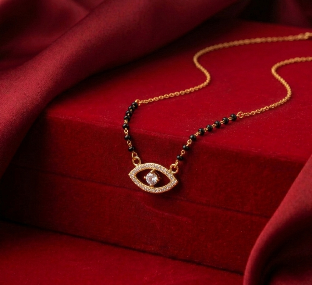Gold Evil Eye Pendant Short Mangalsutra