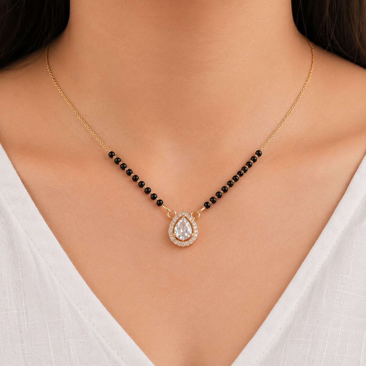 The Delicate Crystal Drop Mangalsutra