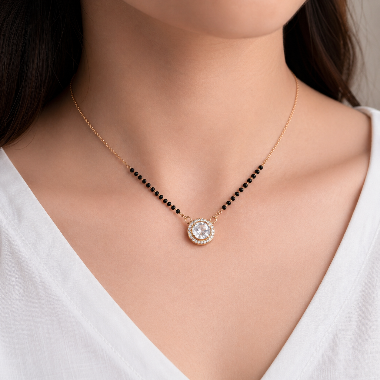 American Diamond Halo Mangalsutra for Women